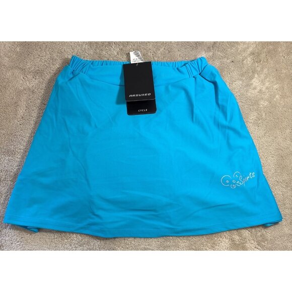 Arsuxeo Womens Cycling Skirt Sz Med Blue Sportswear Nylon Spandex Blend Padded - Picture 1 of 10